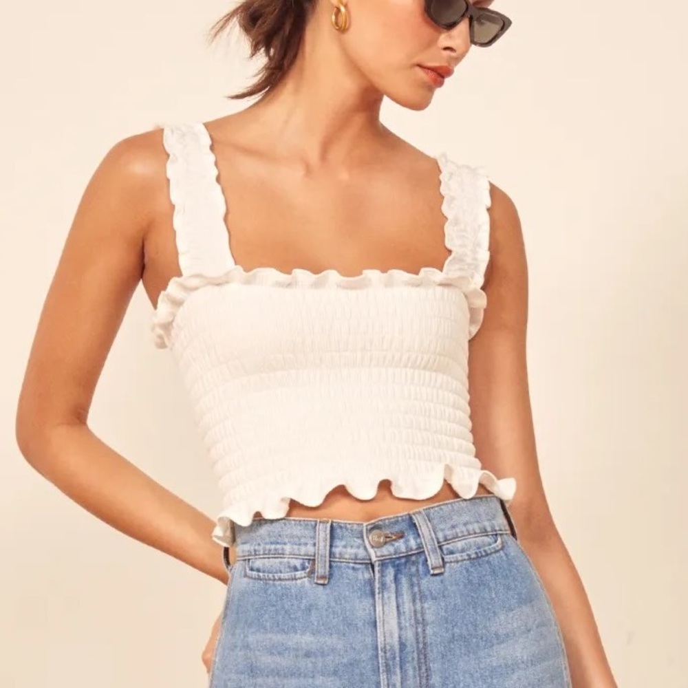 Reformation Leonore Smocked Tank
